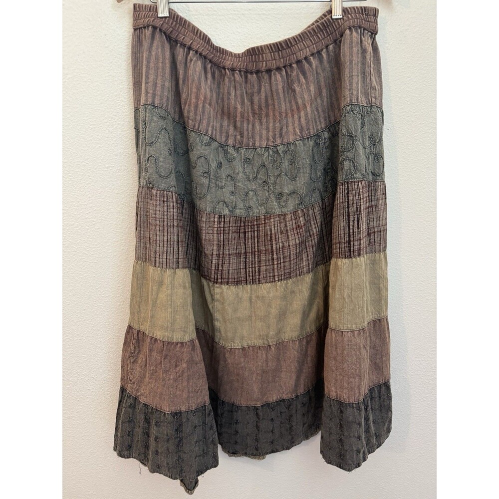 Sacred Threads Maxi Skirt Womens XL Boho Patchwork Hippie  Embroidery Fairy Goth